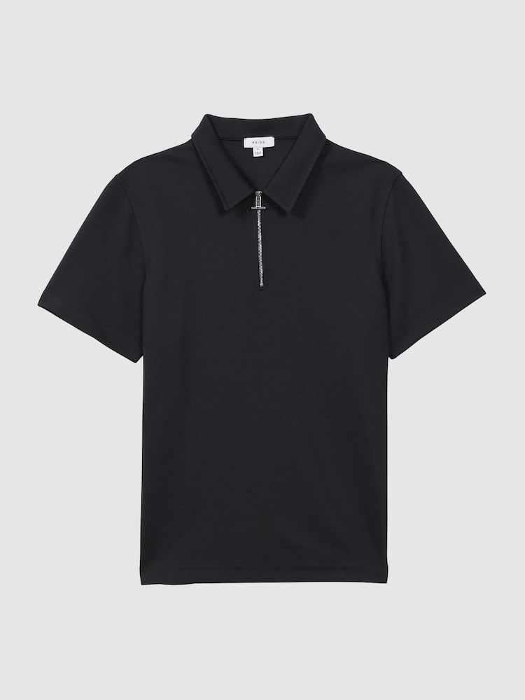 Reiss Navy Floyd Slim Fit Half-Zip Polo Shirt - Image 2 of 4
