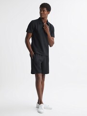 Reiss Navy Floyd Slim Fit Half-Zip Polo Shirt - Image 3 of 4