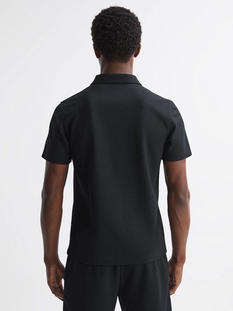 Reiss Navy Floyd Slim Fit Half-Zip Polo Shirt - Image 4 of 4 Reiss Navy Floyd Slim Fit Half-Zip Polo Shirt - Image 4 of 4