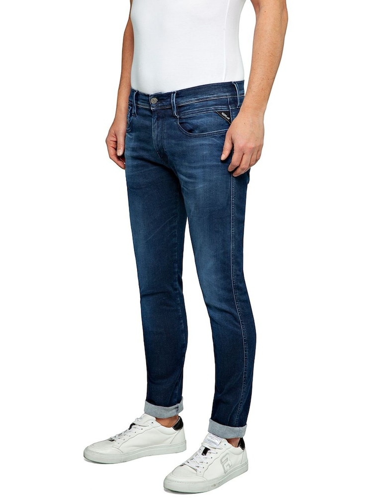 Replay Dark Blue Hyper Cloud Denim Anbass Hyperflex Slim Fit Jeans - Image 4 of 4