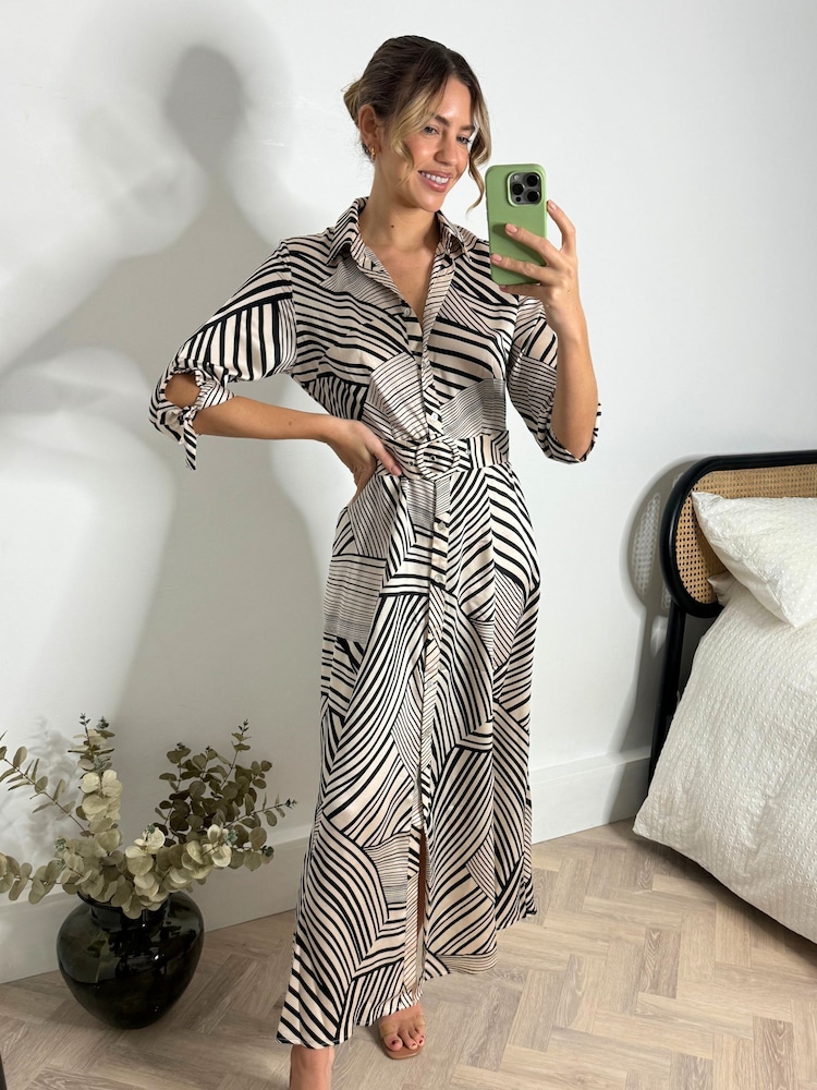 Style Cheat White Daphne Belted Shirt Midaxi Dress - Image 1 of 4
