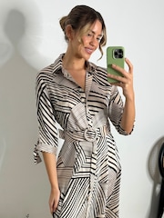 Style Cheat White Daphne Belted Shirt Midaxi Dress - Image 2 of 4