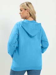 Yours Curve Blue Zip Through Raglan Hoodie - Image 4 of 7