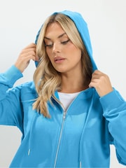 Yours Curve Blue Zip Through Raglan Hoodie - Image 5 of 7