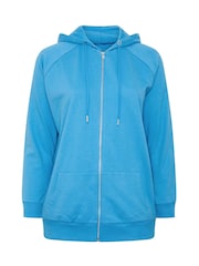 Yours Curve Blue Zip Through Raglan Hoodie - Image 6 of 7