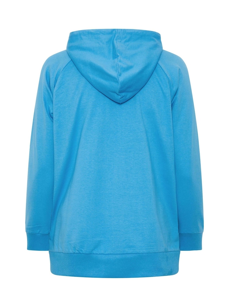 Yours Curve Blue Zip Through Raglan Hoodie - Image 7 of 7 Yours Curve Blue Zip Through Raglan Hoodie - Image 7 of 7