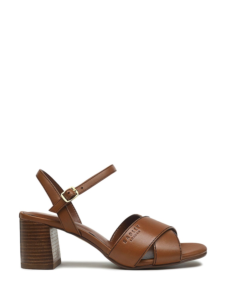 Radley London Cherry Garden Pier Brown Crossover Block Heeled Sandals - Image 1 of 3