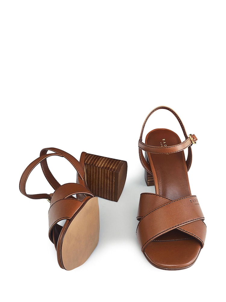 Radley London Cherry Garden Pier Brown Crossover Block Heeled Sandals - Image 3 of 3