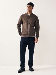 Mocha Brown Texture Bomber Jacket - Image 2 of 9