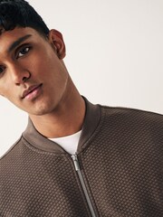 Mocha Brown Texture Bomber Jacket - Image 5 of 9
