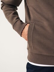 Mocha Brown Texture Bomber Jacket - Image 6 of 9