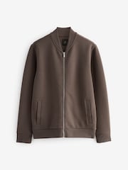 Mocha Brown Texture Bomber Jacket - Image 7 of 9