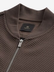 Mocha Brown Texture Bomber Jacket - Image 8 of 9