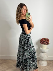 Style Cheat Multi Demi Belted Pleated Midi Skirt - Image 2 of 5