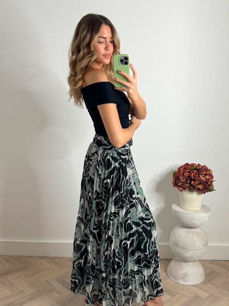 Style Cheat Multi Demi Belted Pleated Midi Skirt - Image 2 of 5