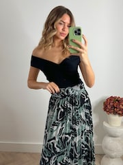 Style Cheat Multi Demi Belted Pleated Midi Skirt - Image 3 of 5