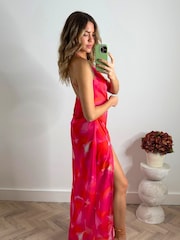Style Cheat Red Sanchia Cowl Neck Midi Beach Dress - Image 2 of 4