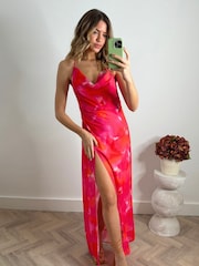 Style Cheat Red Sanchia Cowl Neck Midi Beach Dress - Image 3 of 4