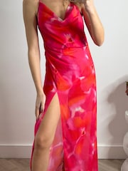 Style Cheat Red Sanchia Cowl Neck Midi Beach Dress - Image 4 of 4