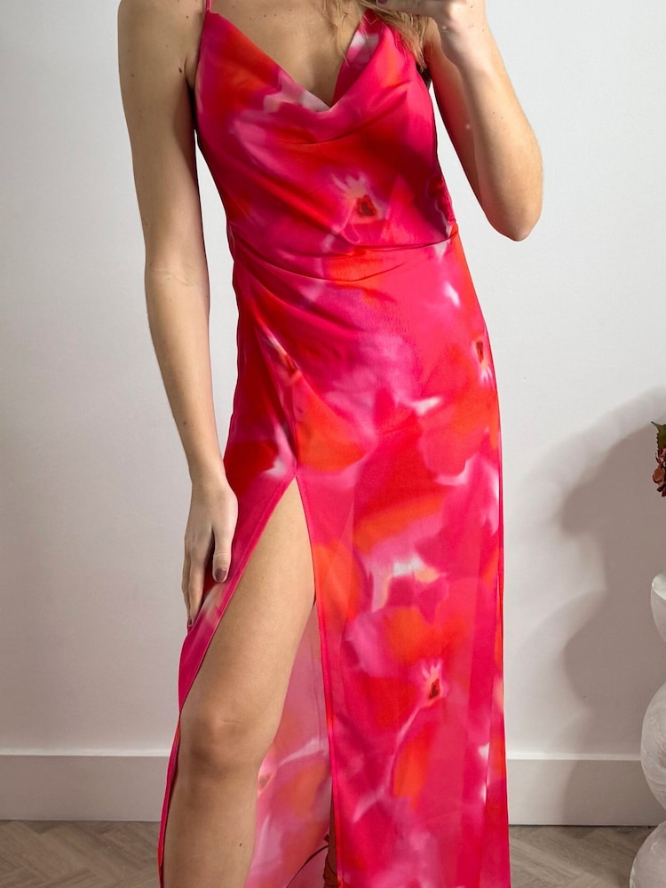 Style Cheat Red Sanchia Cowl Neck Midi Beach Dress - Image 4 of 4