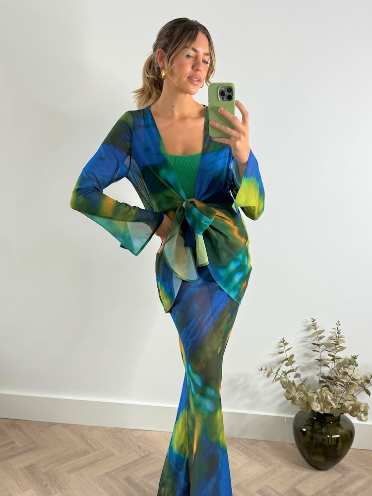 Style Cheat Green Malibu Sheer Beach Maxi Skirt - Image 1 of 5