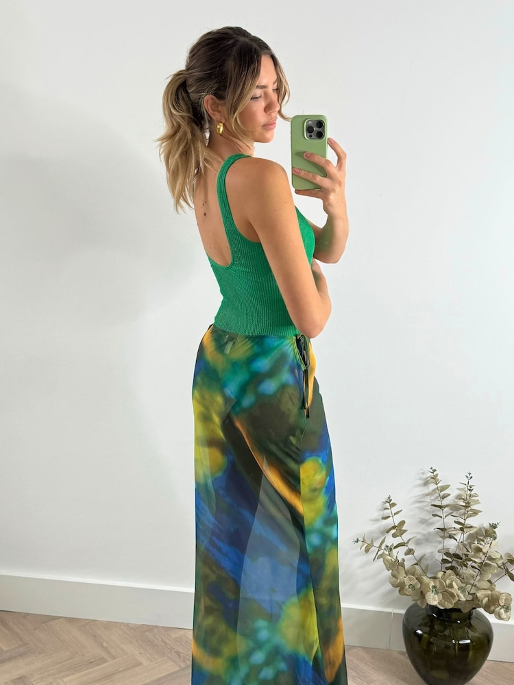 Style Cheat Green Malibu Sheer Beach Maxi Skirt - Image 2 of 5
