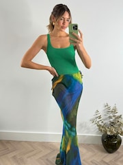 Style Cheat Green Malibu Sheer Beach Maxi Skirt - Image 3 of 5