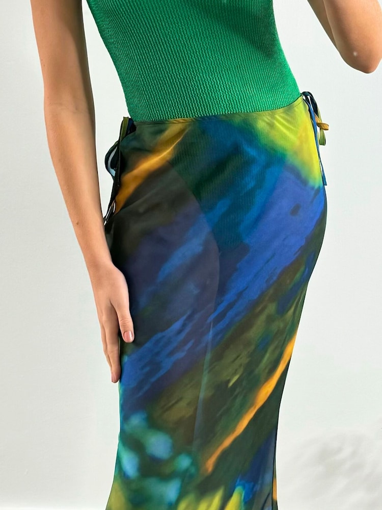 Style Cheat Green Malibu Sheer Beach Maxi Skirt - Image 5 of 5