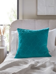 Teal Blue 50 x 50cm Velvet Ogee Cushion - Image 1 of 4