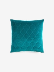 Teal Blue 50 x 50cm Velvet Ogee Cushion - Image 2 of 4