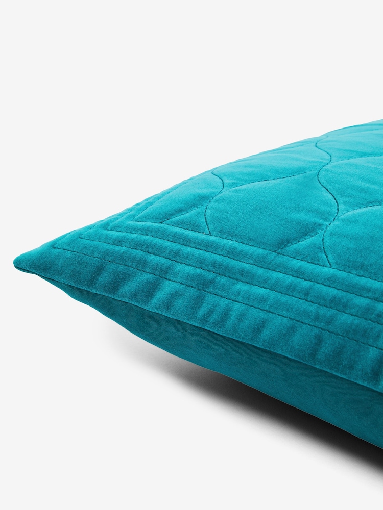 Teal Blue 50 x 50cm Velvet Ogee Cushion - Image 4 of 4