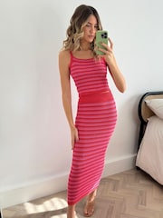 Style Cheat Red Penny Crochet Knit Beach Stripe Cami Top - Image 3 of 4