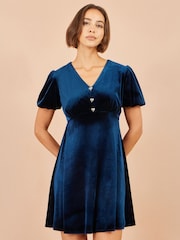 Vestido de terciopelo tipo skater con lazo de strass de Yumi - Imagen 1 de 5