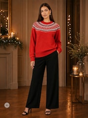 Yumi Red Relaxed Fairisle Jumper - Image 2 of 4