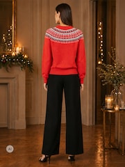 Yumi Red Relaxed Fairisle Jumper - Image 4 of 4