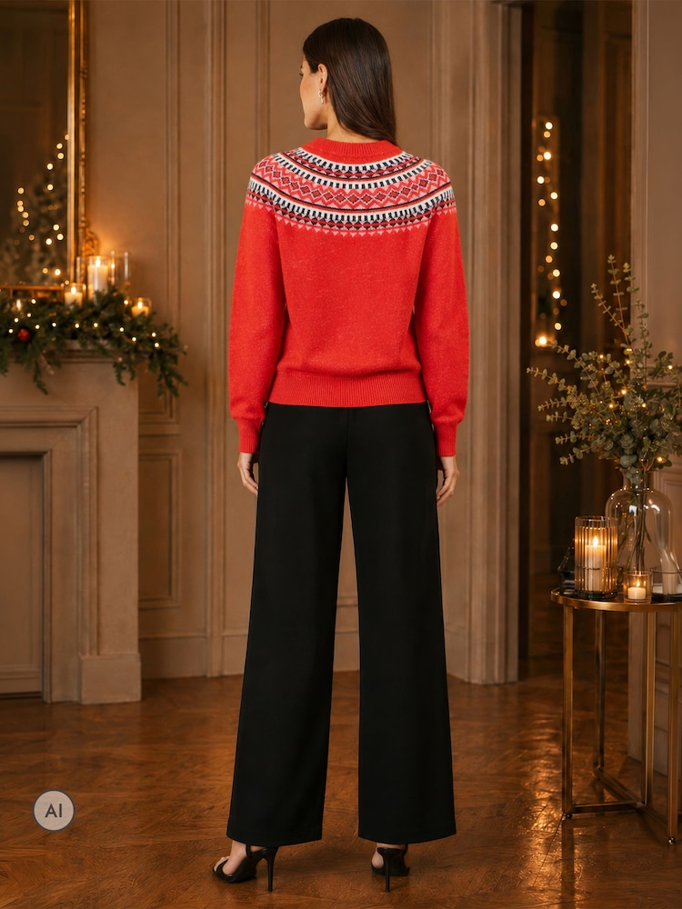 Yumi Red Relaxed Fairisle Jumper - Image 4 of 4