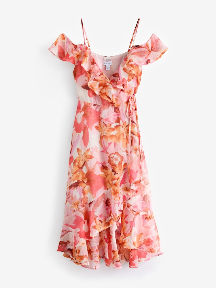 Style Cheat Pink Harri Ruffle Detail Wrap Mini Dress - Image 5 of 5 Style Cheat Pink Harri Ruffle Detail Wrap Mini Dress - Image 5 of 5