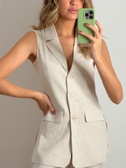 Style Cheat Cream Claire Linen Waistcoat Top - Image 4 of 4