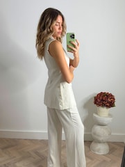 Style Cheat Cream Claire Linen Straight leg Trousers - Image 2 of 4