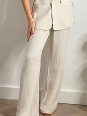 Style Cheat Cream Claire Linen Straight leg Trousers - Image 4 of 4