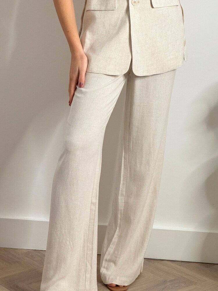 Style Cheat Cream Claire Linen Straight leg Trousers - Image 4 of 4