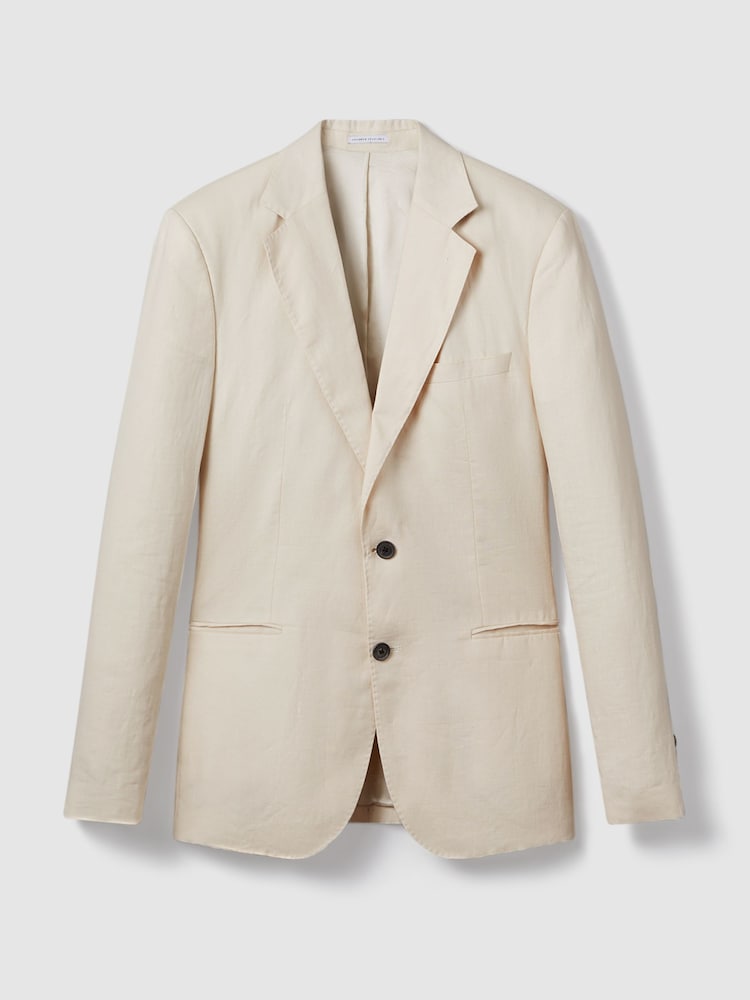 Reiss Stone Kin Slim Fit Single Breasted Linen Blazer - Image 2 of 6