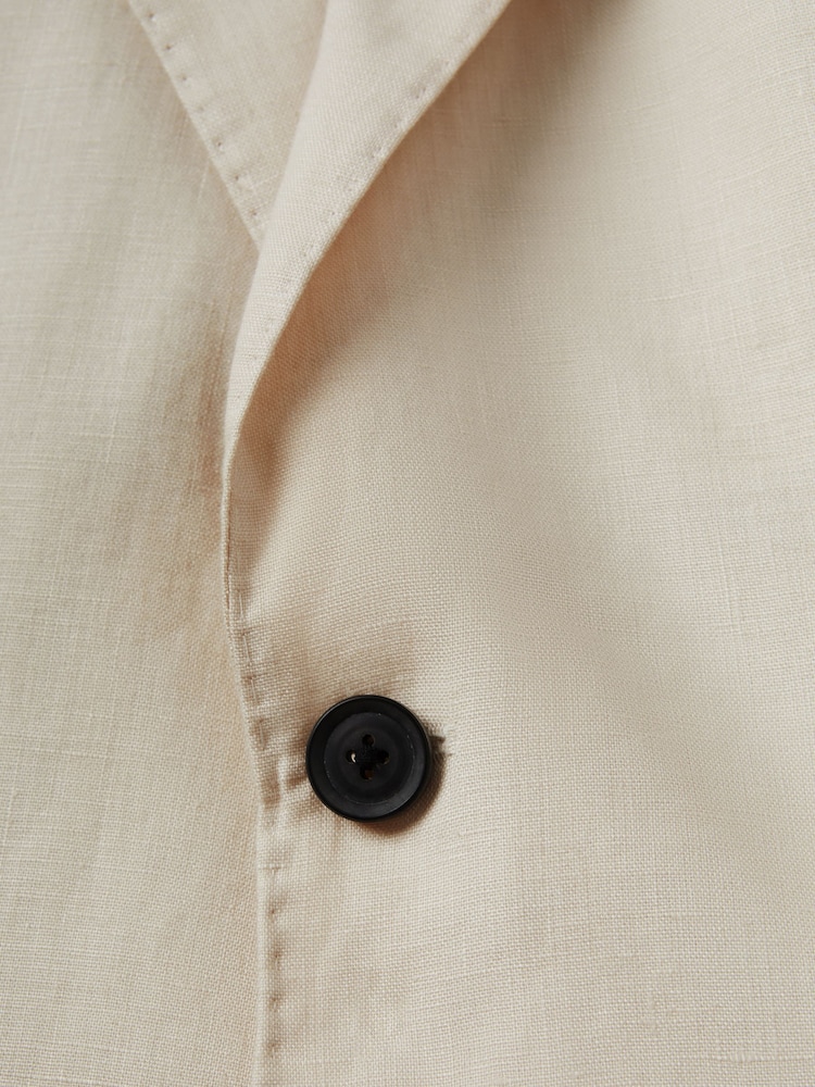 Reiss Stone Kin Slim Fit Single Breasted Linen Blazer - Image 6 of 6