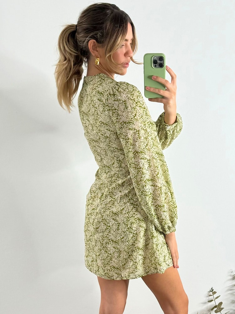 Style Cheat Green Tasha Mini O Ring Floral Summer Mini Dress - Image 2 of 4