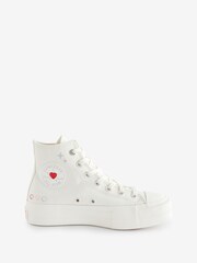 Converse Neutral Heart Embroidered Platform Lift Trainers - Image 1 of 24