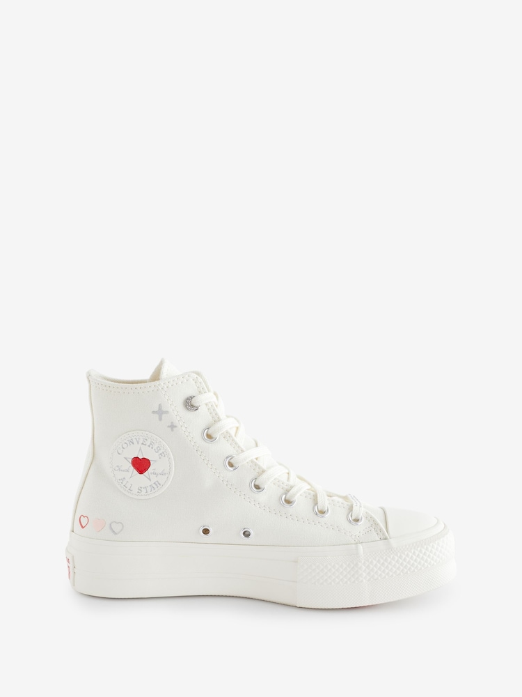 Converse Neutral Heart Embroidered Platform Lift Trainers - Image 1 of 24