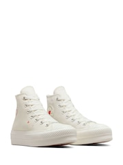 Converse Neutral Heart Embroidered Platform Lift Trainers - Image 13 of 24