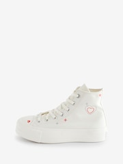 Converse Neutral Heart Embroidered Platform Lift Trainers - Image 2 of 24