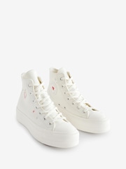 Converse Neutral Heart Embroidered Platform Lift Trainers - Image 3 of 24
