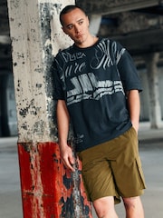 Slate Grey Relaxed fit EDIT Heavyweight Marble Graphic T-Shirt - Image 1 of 8